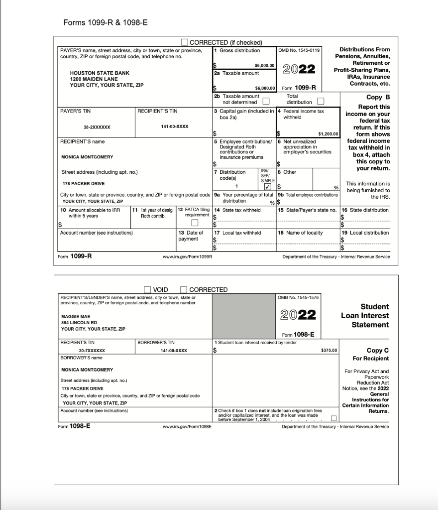 Forms 1099-R \& 1098-E