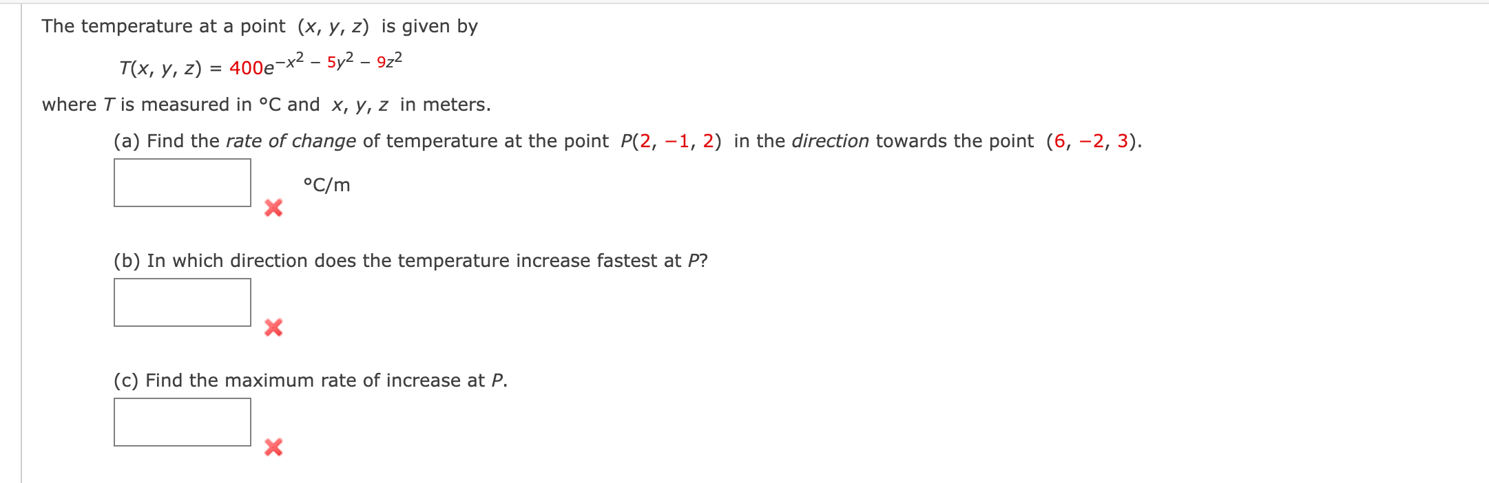 Solved The temperature at a point (x, y, z) is given by T(x, | Chegg.com