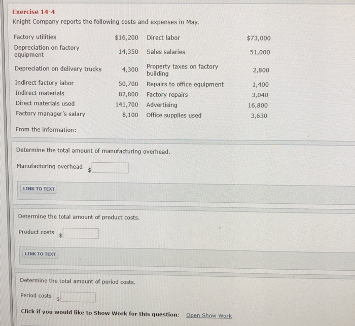 Solved Exercise 144 Knight Company reports the following