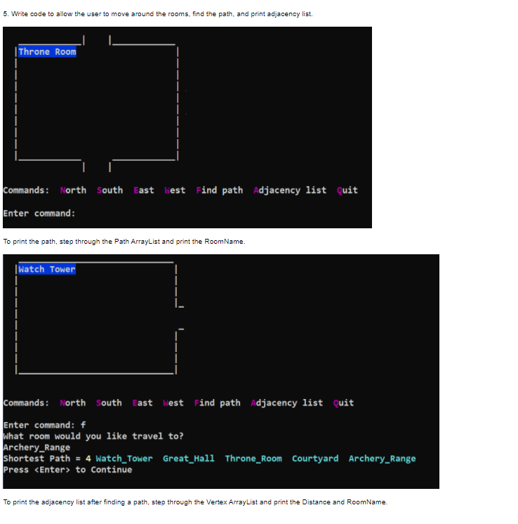 Solved Create a complex of connected rooms. Read in the | Chegg.com