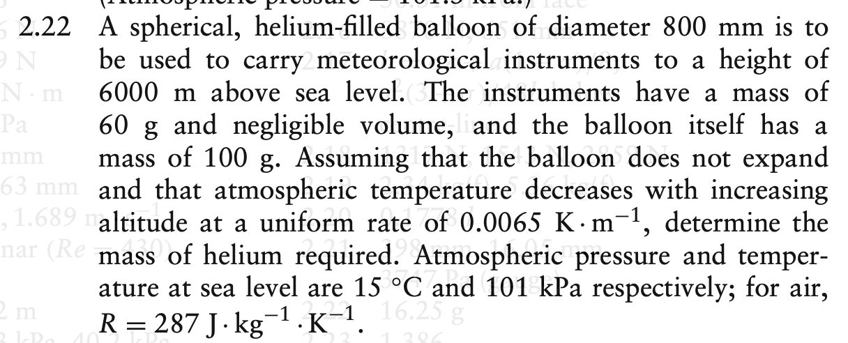 Solved 2.22 A Spherical, Helium-filled Balloon Of Diameter | Chegg.com