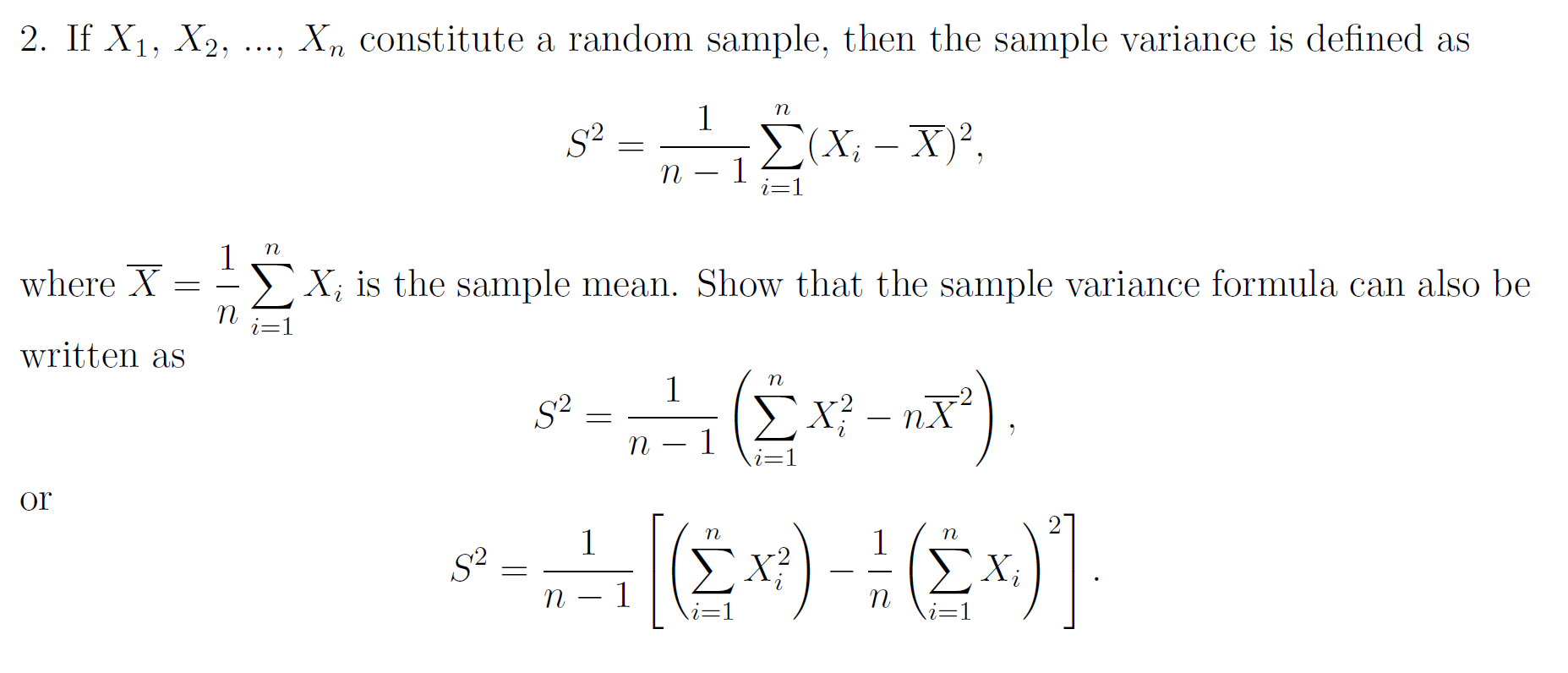 Solved 2. If X1, X2, ..., Xn constitute a random sample, | Chegg.com