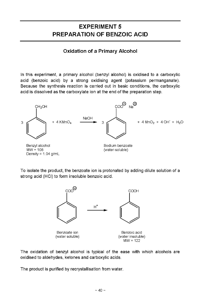 💄 Preparation of benzoic acid from benzyl alcohol experiment. Benzoic