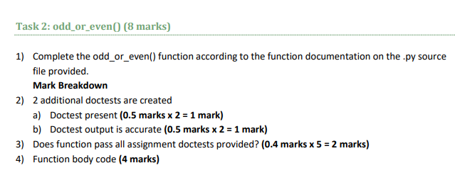 Solved 1) Complete the odd_or_even() function according to | Chegg.com