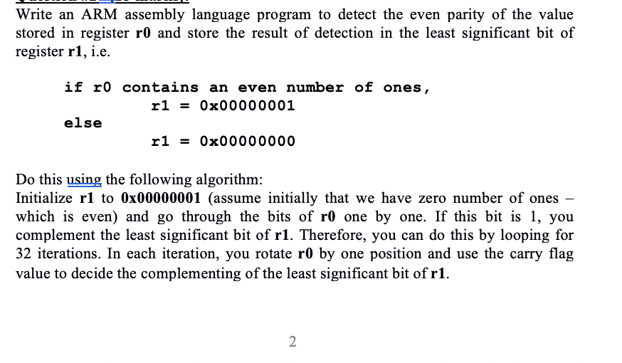 Solved Write An Arm Assembly Language Program To Detect The 