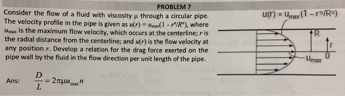 Solved PROBLEM7 Consider the flow of a fluid with viscosity | Chegg.com