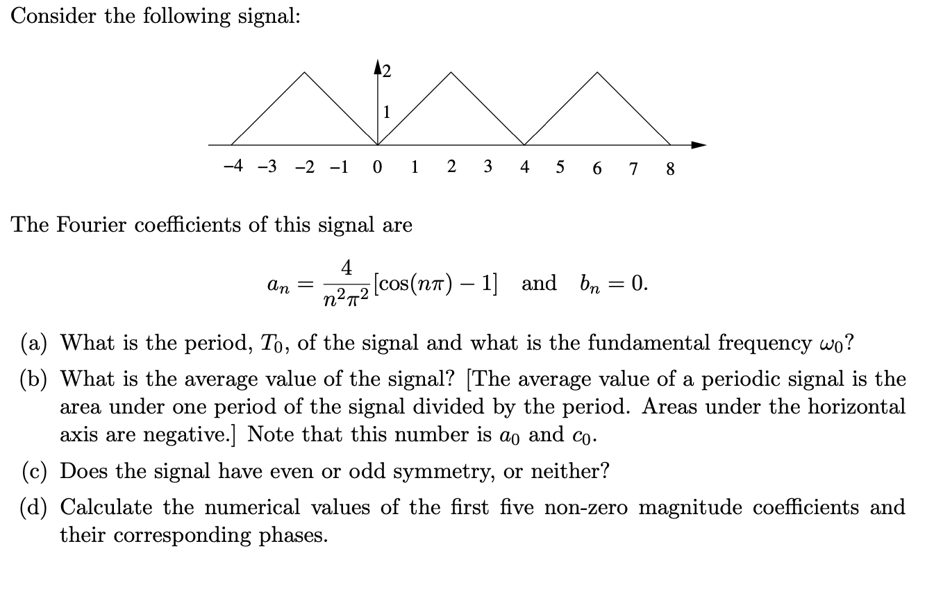 Solved Consider the following signal 4 3 2 1 0 1 2 3 4
