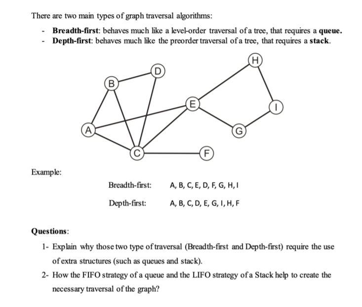 Solved There Are Two Main Types Of Graph Traversal | Chegg.com