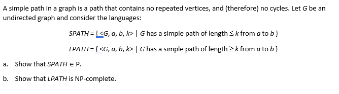 Solved A simple path in a graph is a path that contains no | Chegg.com