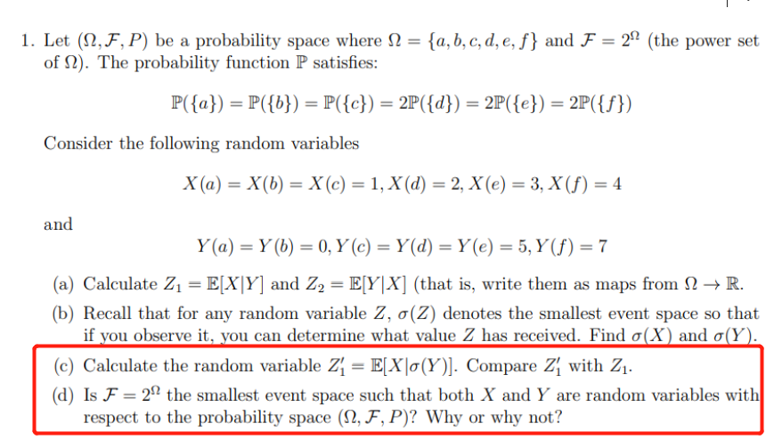 Solved 1. Let (Ω,F,P) Be A Probability Space Where | Chegg.com