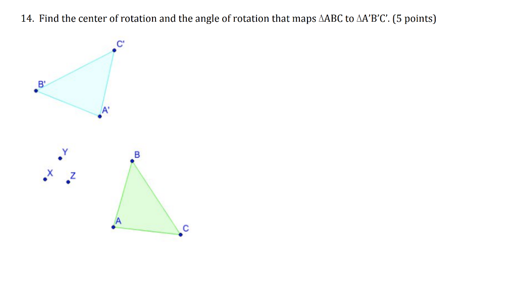 how do you find the center and angle of rotation