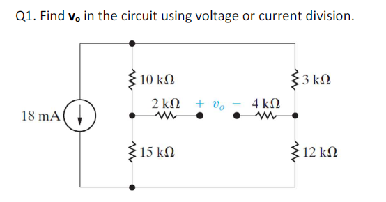 Solved Q1. Find v, in the circuit using voltage or current | Chegg.com