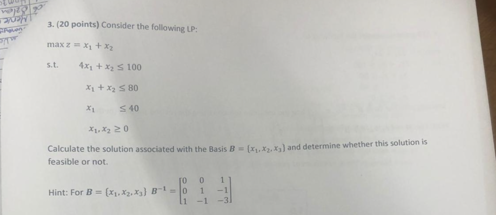 Solved (20 ﻿points) ﻿Consider the following | Chegg.com
