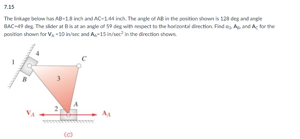 Solved 1. Determine the angular acceleration of link 3 | Chegg.com