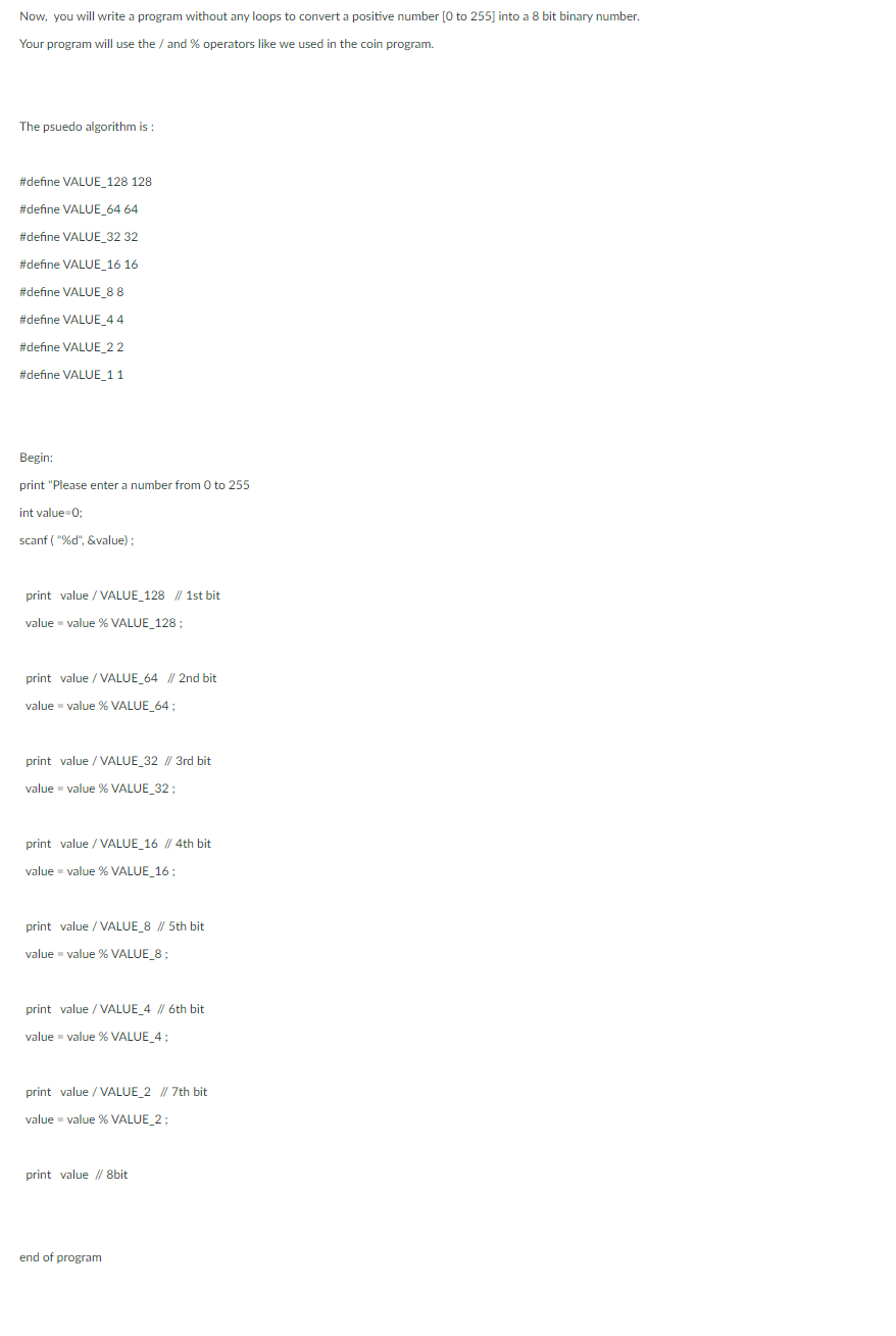 Solved Now, you will write a program without any loops to | Chegg.com