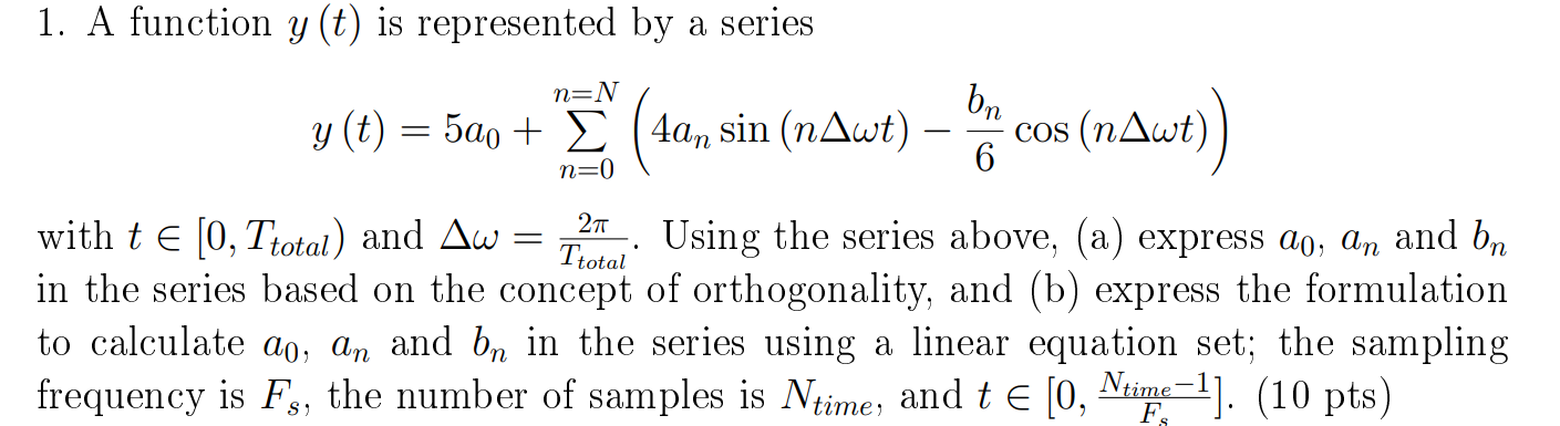 1 a function y t is represented by a series bn y chegg com is represented by a series bn y