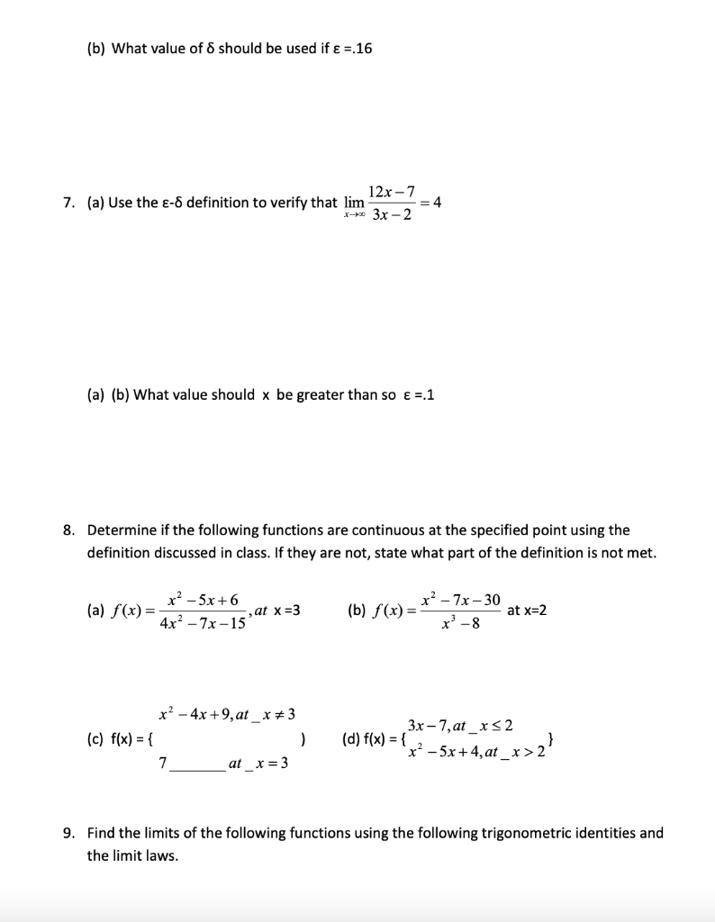 Solved (d) lim fg (x) 5. Find the following limits: (a) lim | Chegg.com