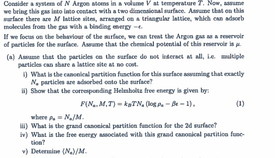 Consider a system of N Argon atoms in a volume V at | Chegg.com