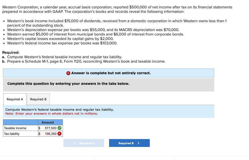 Solved Western Corporation, a calendar year, accrual basis