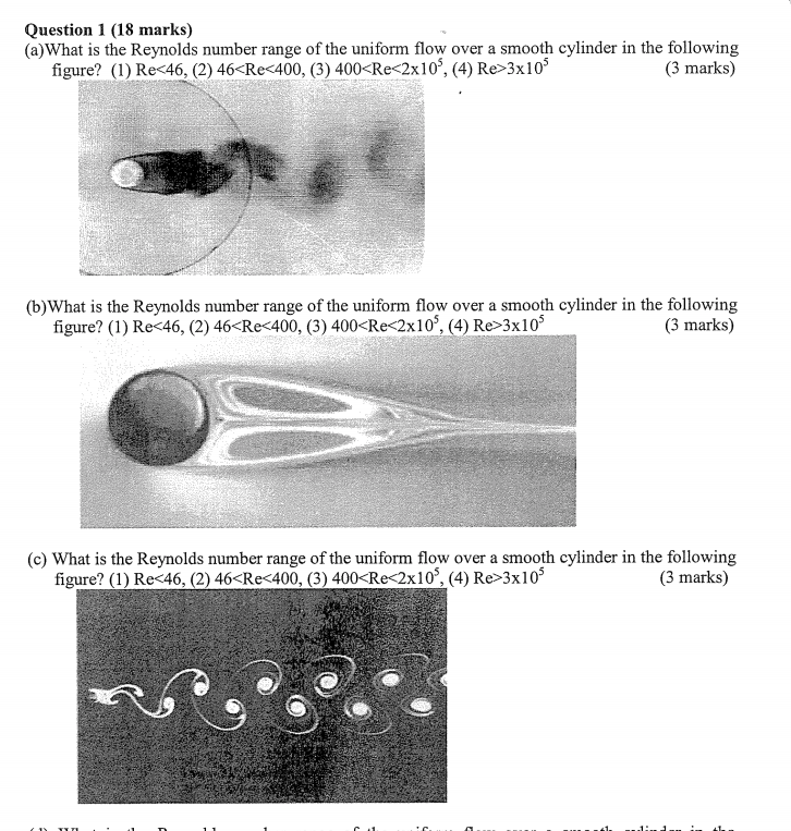 Solved Question 1 (18 marks) (a)What is the Reynolds number | Chegg.com
