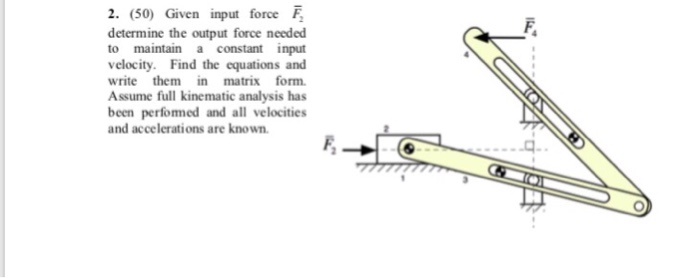 Solved 2. (50) Given input force F determine the output | Chegg.com