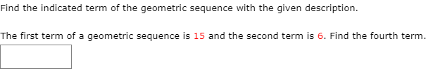 Solved Find the indicated term of the geometric sequence | Chegg.com