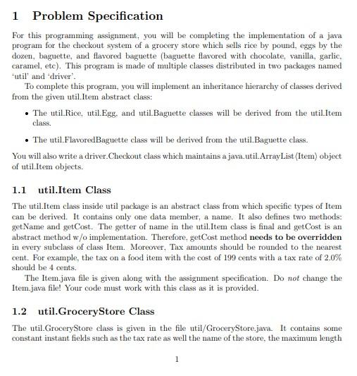 Solved 1 Problem Specification For this programming | Chegg.com
