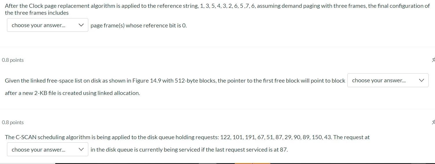 After the Clock page replacement algorithm is applied | Chegg.com