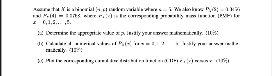 Solved Assume that X is a binomial (n, p) random variable | Chegg.com