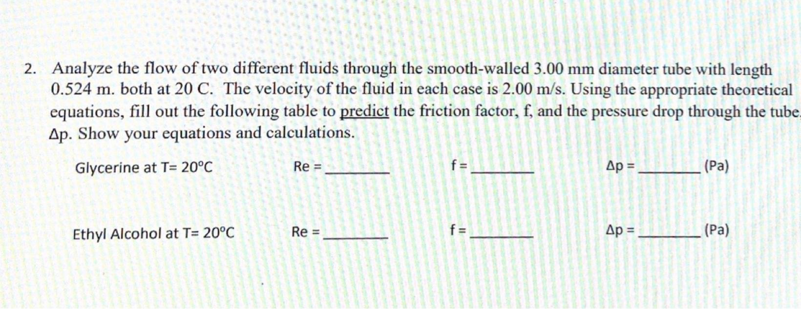 Solved 2. Analyze the flow of two different fluids through | Chegg.com