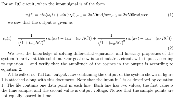 Solved For an RC circuit, when the input signal is of the | Chegg.com
