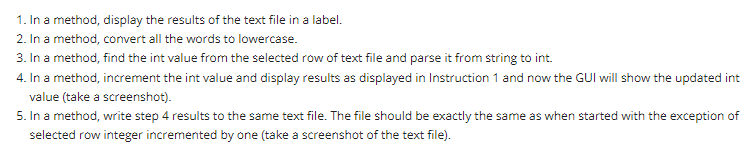1. In a method, display the results of the text file | Chegg.com