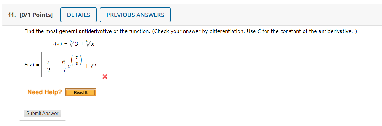 Solved Find The Most General Antiderivative Of The Function. | Chegg.com