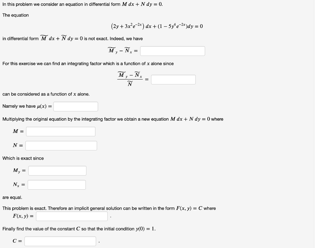 Solved In This Problem We Consider An Equation In Differe Chegg Com