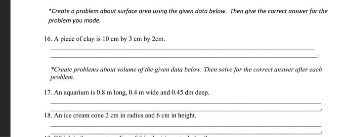 problem solving about surface area