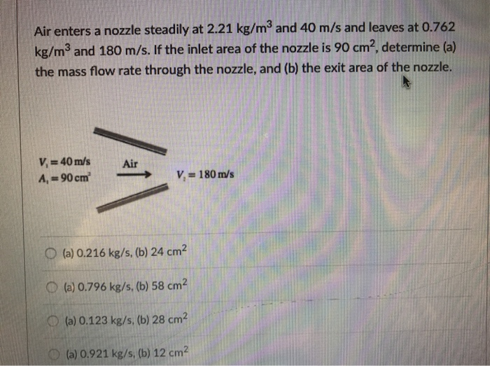 solved-air-enters-a-nozzle-steadily-at-2-21-kg-m3-and-40-m-s-chegg