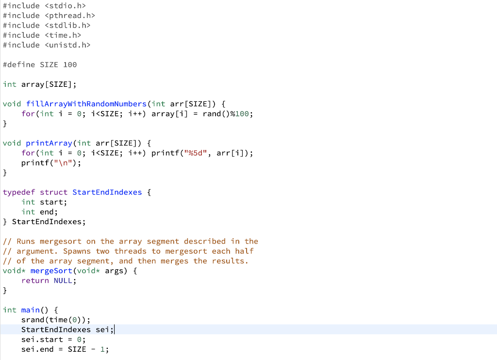 Solved Task 3 Overview - Parallel MergeSort Change to the | Chegg.com