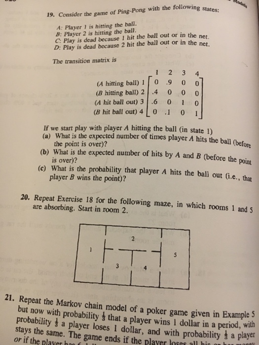 Solved es: 19. Consider the game of Ping-Pong with the | Chegg.com