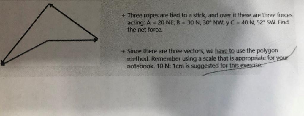 Solved + Three ropes are tied to a stick, and over it there | Chegg.com