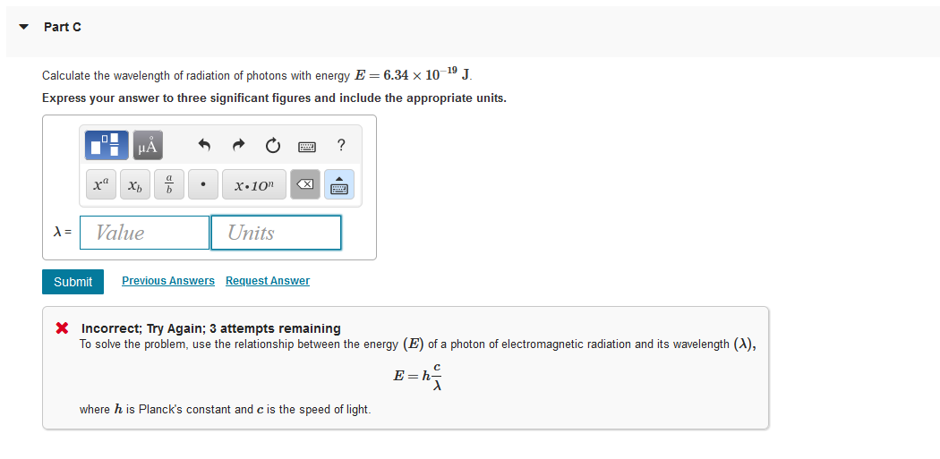 Solved Part C Calculate the wavelength of radiation of | Chegg.com