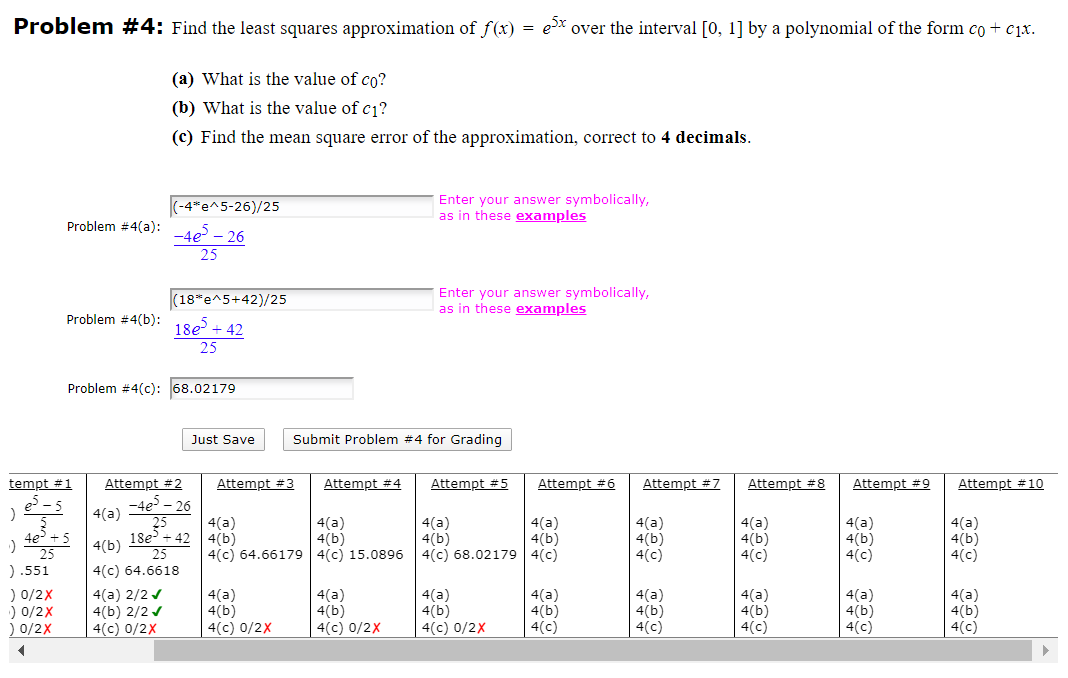 Solved Problem #4: Find The Least Squares Approximation Of | Chegg.com