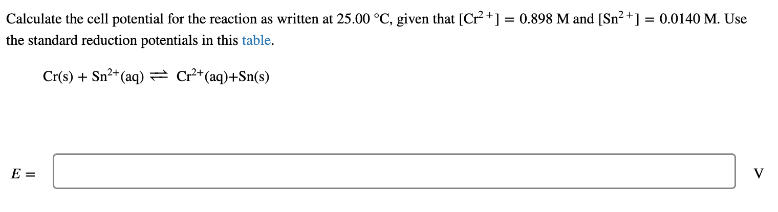 Solved Calculate The Cell Potential For The Reaction As | Chegg.com