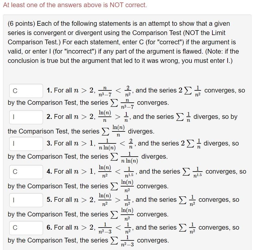 Solved At least one of the answers above is NOT correct. (6 | Chegg.com