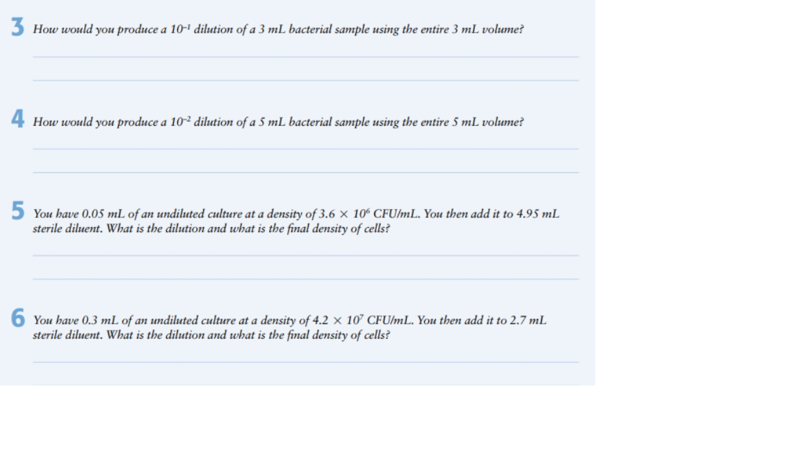 Solved 3 How would you produce a 104 dilution of a 3 mL