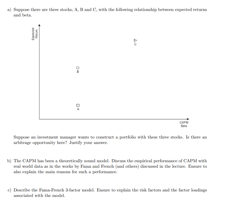 Solved A) Suppose There Are Three Stocks, A, B And C, With | Chegg.com