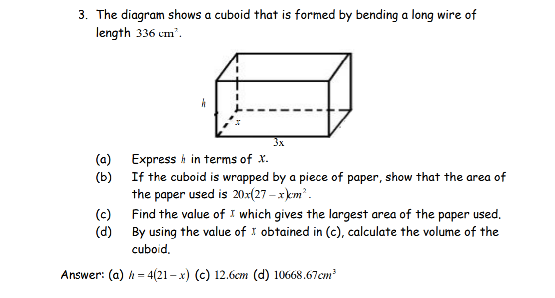 Solved 3. The diagram shows a cuboid that is formed by | Chegg.com