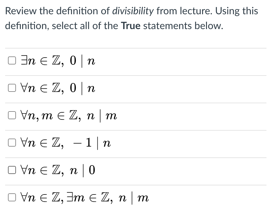 Solved Review The Definition Of Divisibility From Lecture. | Chegg.com