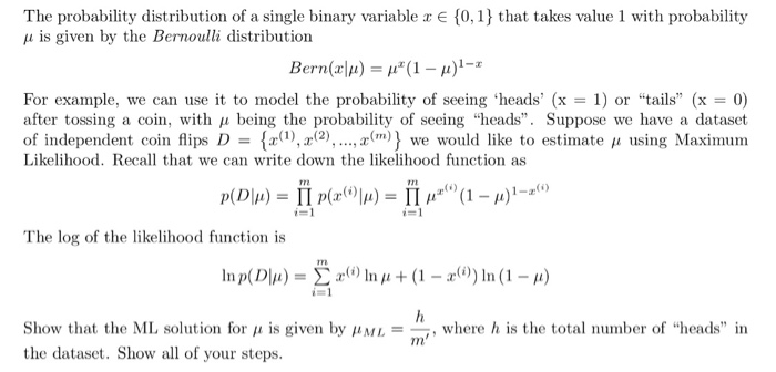 Solved The probability distribution of a single binary | Chegg.com