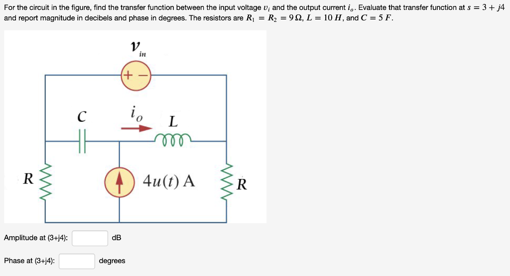 Solved For the circuit in the figure, find the transfer | Chegg.com