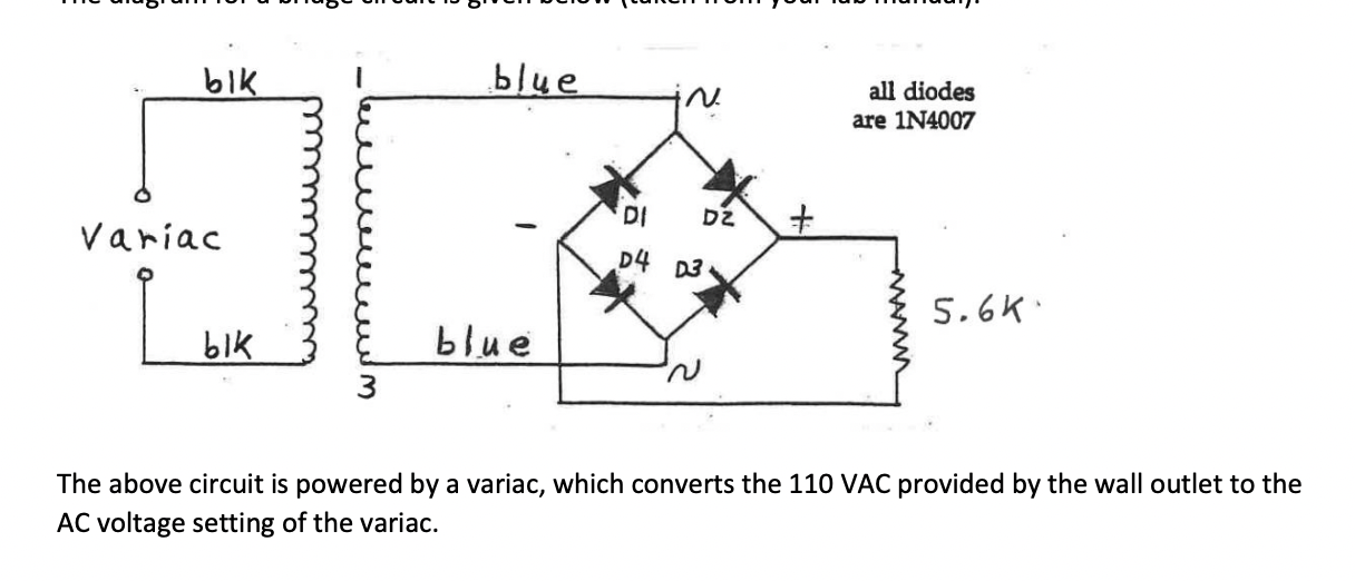 Solved 1. When the voltage signal coming from the variac is | Chegg.com